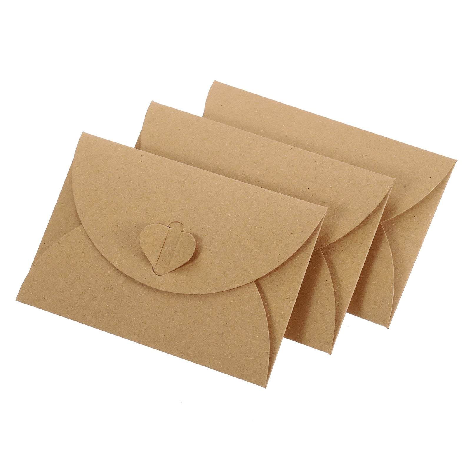 YOKIVE 24 Pack Mini Envelopes, Heart Shaped Clasp | Small Gift Card Holder, Great for Weddings Parties Boutiques(Brown)