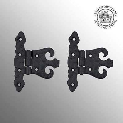 Buy Renovators Supply Black T Strap Hinge 4 5 Inches Long Wrought Iron Decorative Door Hinge Black Rust Resistant Powder Coat Finish Wooden Cabinet Or Shed Door Flush Mount Hinges With Screws Pack