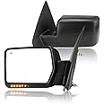 PZ Towing Mirror Replacement Fit for 2004-2007 F150,POWER HEATED,AMBER SIGNAL,BLACK,LEFT(Driver Side)