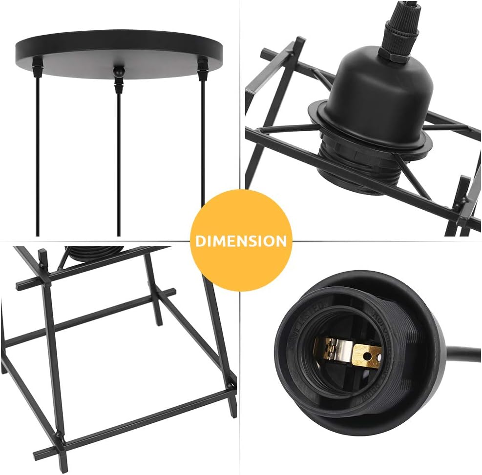 HAITRAL Dining Room Pendant Lighting 3 Lights - Industrial Hanging Light Fixtures Chandelier Black Metal Lampshade -Adjustable Ceiling Hanging Light Fixtures for Kitchen Island Bedroom: Home Improvement
