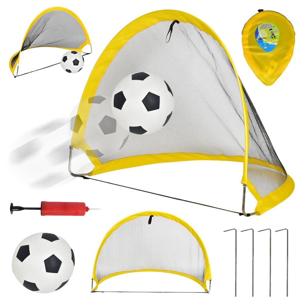 Kids Football Goal,Foldable Pop Up Soccer Goal with Ball, Pump,Portable Football Net Post or Garden Football Training for Shooting Practice,Outdoor Garden Toy,Kids Gift
