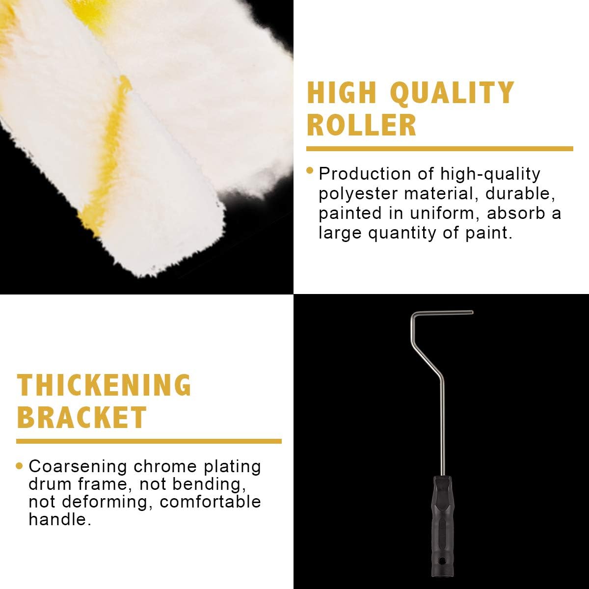 PILOT FISH 11Pcs Paint Roller Brush, 4'' Professional Wall Painting Roller Brush, Paint Roller Tools with Roller Covers Kit for House Repair and Professional Painting Walls - - 