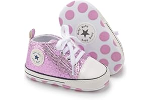 KIDSUN Unisex Baby Boys Girls High Top Sneaker Soft Anti-Slip Sole Newborn Infant First Walkers Canvas Denim Shoes