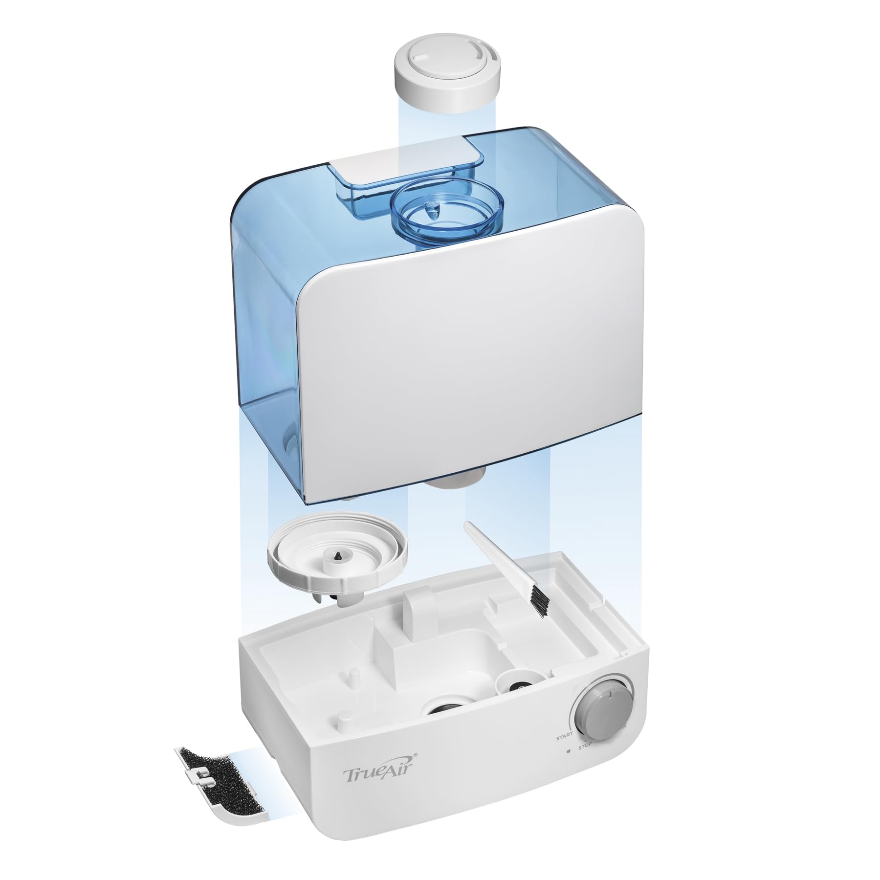 Hamilton Beach TrueAir Cool Mist Humidifiers for Bedroom Large Room, 5.5L, Whisper Quiet, Rotating Nozzle, Auto-Shutoff, Filter-Free, White (04700)
