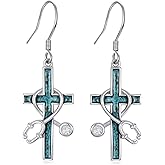 KoyeKei Nurse Gifts Stethoscope Earrings for Women 925 Sterling Silver Turquoise Cross Dangle Drop Earrings Jewelry Nursing School Graduation CNA Christmas Gift for Doctor Medical Assistant