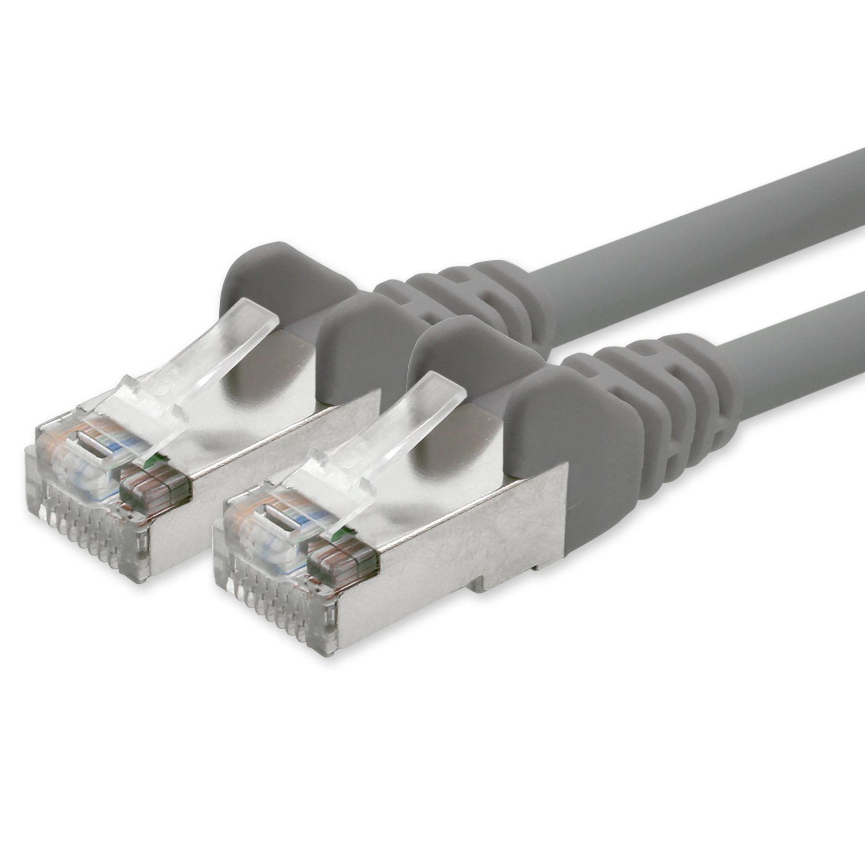 1aTTack.de Network cable CAT5e 2x RJ45 connector foil and braid-shielded SFTP network patch cable 30m gray