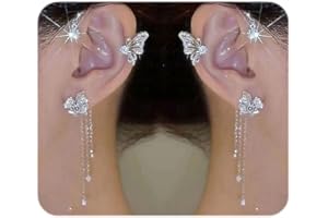 CONGYING 2PCS Butterfly Ear Cuffs Earrings Zircon Earrings Butterfly Ear Wrap No Piercing Eae Cuff Clip On Earrings For Women Jewelry