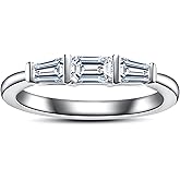 AimiIee Radiant/Pear Cut Moissanite Engagement Rings Wedding Bands D Color VVS1 Clarity 925 Sterling Silver 3/4 Stone Promise Eternity Anniversary Band Ring for Women with Certificate