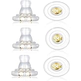 Earring Backs,18K Gold Silicone Earring Backs Replacements,Locking Secure Earring Backs for Studs/Droopy Ears,No-Irritate Hypoallergenice Soft Clear Earring Backs for Adults