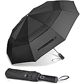 MRTLLOA 49/54/62 Inch Large Folding Golf Umbrella, Oversize Double Canopy Vented 10 Ribs Windproof Compact Travel Umbrellas for Rain