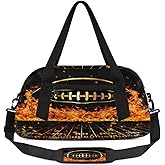 Gym Travel Duffle Bag for Boys - Fire Football Kids Overnighter Weekend Bag with Front Zipper Pocket for School Practice, Teens Carry-On Size Sleepover Bags