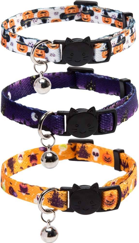 4 Colliers Pour Chat En PU - Réglables, Avec Clochette Métal, Couleurs Assorties (noir, Blanc, Marron, Beige)