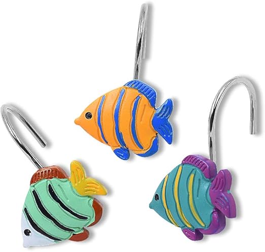 Amazon Com Candygrid Shower Curtain Hooks Fish Shower Curtain