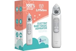 LittleTora Baby Nasal Aspirator - Rechargeable Electric Nose Sucker Baby Nose Cleaner - Toddlers Booger Mucus Sucker - Baby Vac Nasal Aspirator - Infant Booger Suction Removal Device