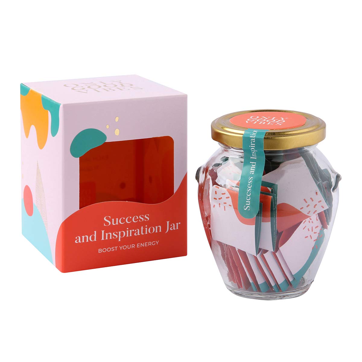 Only Good Vibes Success and Inspiration Jar - Read Me When Cards for Women, Men & Teens - Words of Affirmation Gifts, Motivational Notes in a Jar for Daily Encouragement