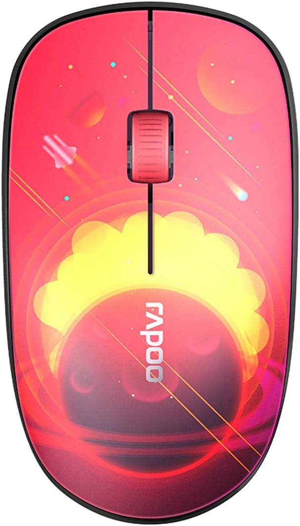 RAPOO Silent Wireless Mouse, Portable and Quiet, USB Receiver, Ergonomic and Personalized Design, 1000 DPI, Long Battery Life for Notebook, PC, Laptop, Computer- Purplish Red