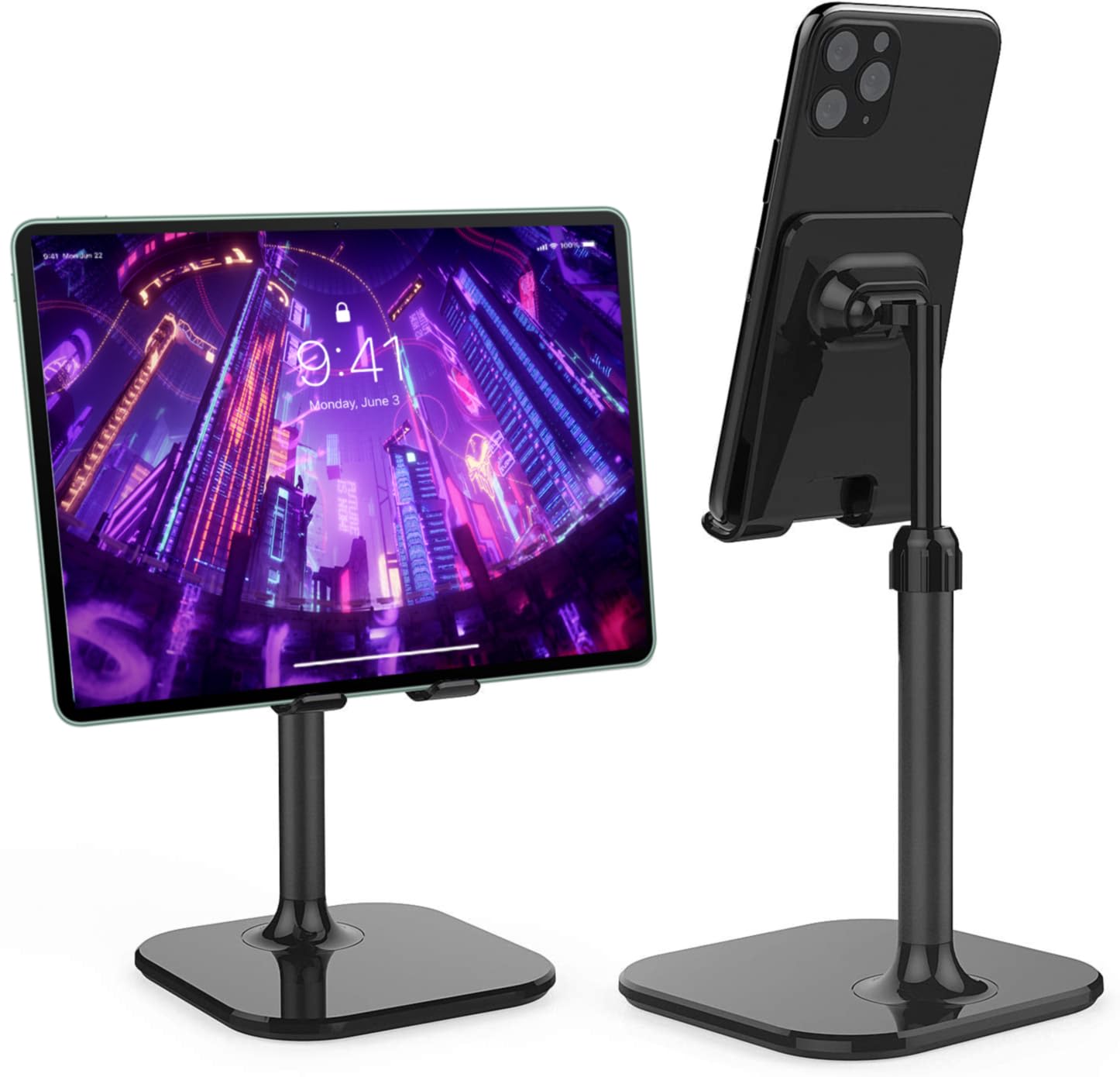 Photo 1 of Doboli Cell Phone Stand, Phone Stand for Desk, Phone Holder Stand Compatible with iPhone and All Mobile Phones Tablet, Gifts for Adults Women Men Mom Wife, Black