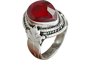 Garnet Natural Healing Gemstone Faceted Pear Ring, Pure 925 Sterling Silver Statement Ring, Beautiful Handcrafted Jewelry, Am