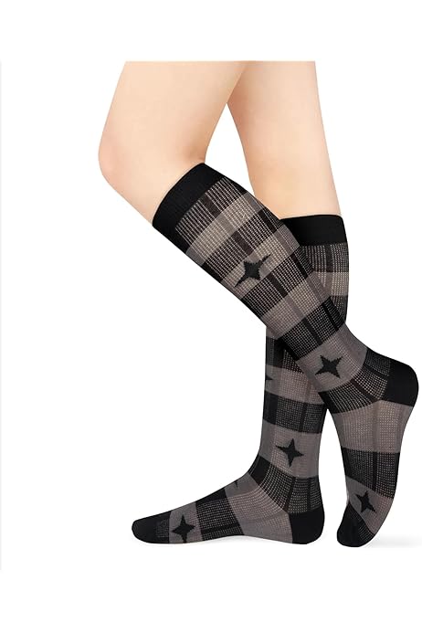 Amazon Bonjour Socks Black And White Knee High Socks Violet Mist