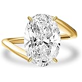 RODIFFY 5.0CT Oval Cut Wavy Engagement Ring for Women, S925 Silver 5A Cubic Zirconia Solitaire Promise Ring, Elegant Anniversary Jewelry
