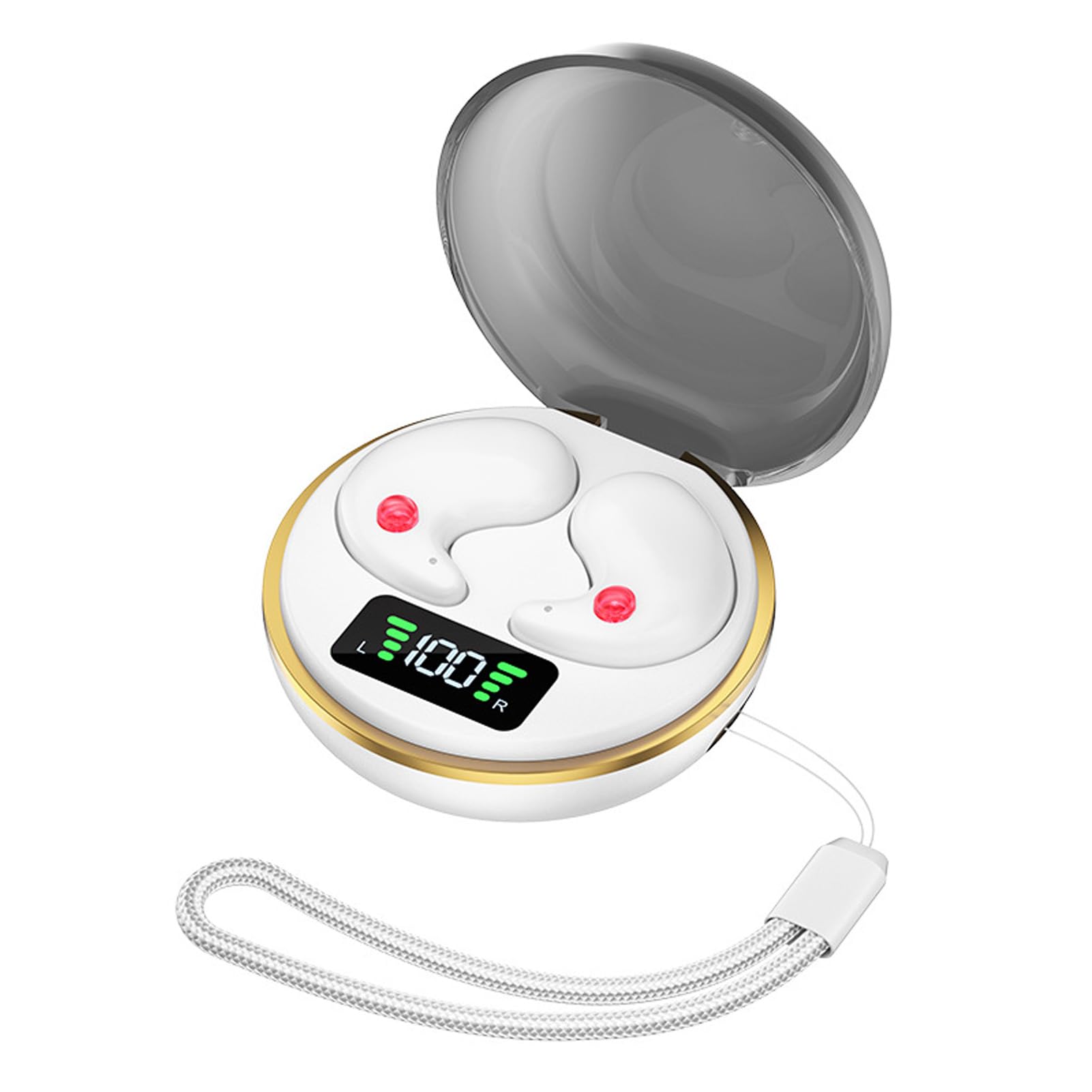 Elprico Wireless Sleep Earbuds Invisible,Bluetooth 5.3 Mini Touch Control Sleeping Earbuds for Side Sleepers Small Ears Canal,Discreet In-Ear Tiny Earphones Women Men for Work (White)