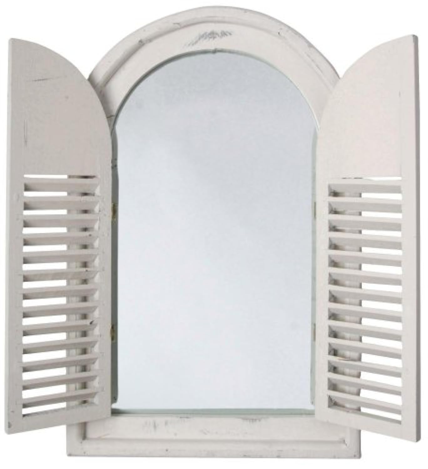 Esschert Design WD05 37 x 5 x 59cm Wood and Glass Antique Mirror with French Doors - White