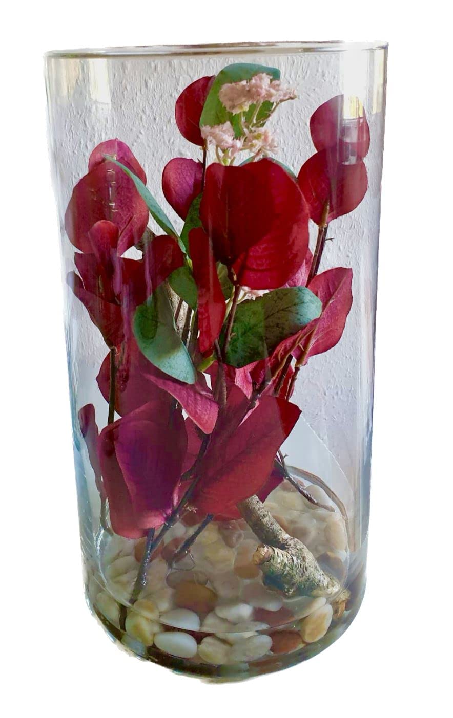 SMArtDecor Ltd - Artificial Eucalyptus Flower Arrangment set in Faux Water. Handcrafted Vase