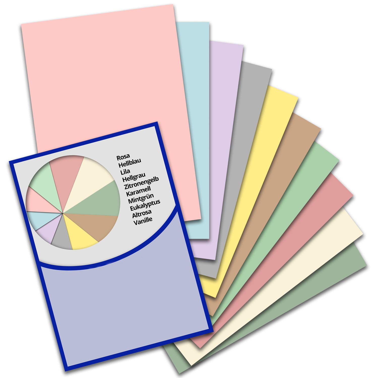 50x DIN A4 paper color mix package 4 - plano sheet - 10 colors - 110 g m² - 21 x 29.7 cm - craft sheet clay paper photo cardboard craft paper clay cardboard - FarbenFroh