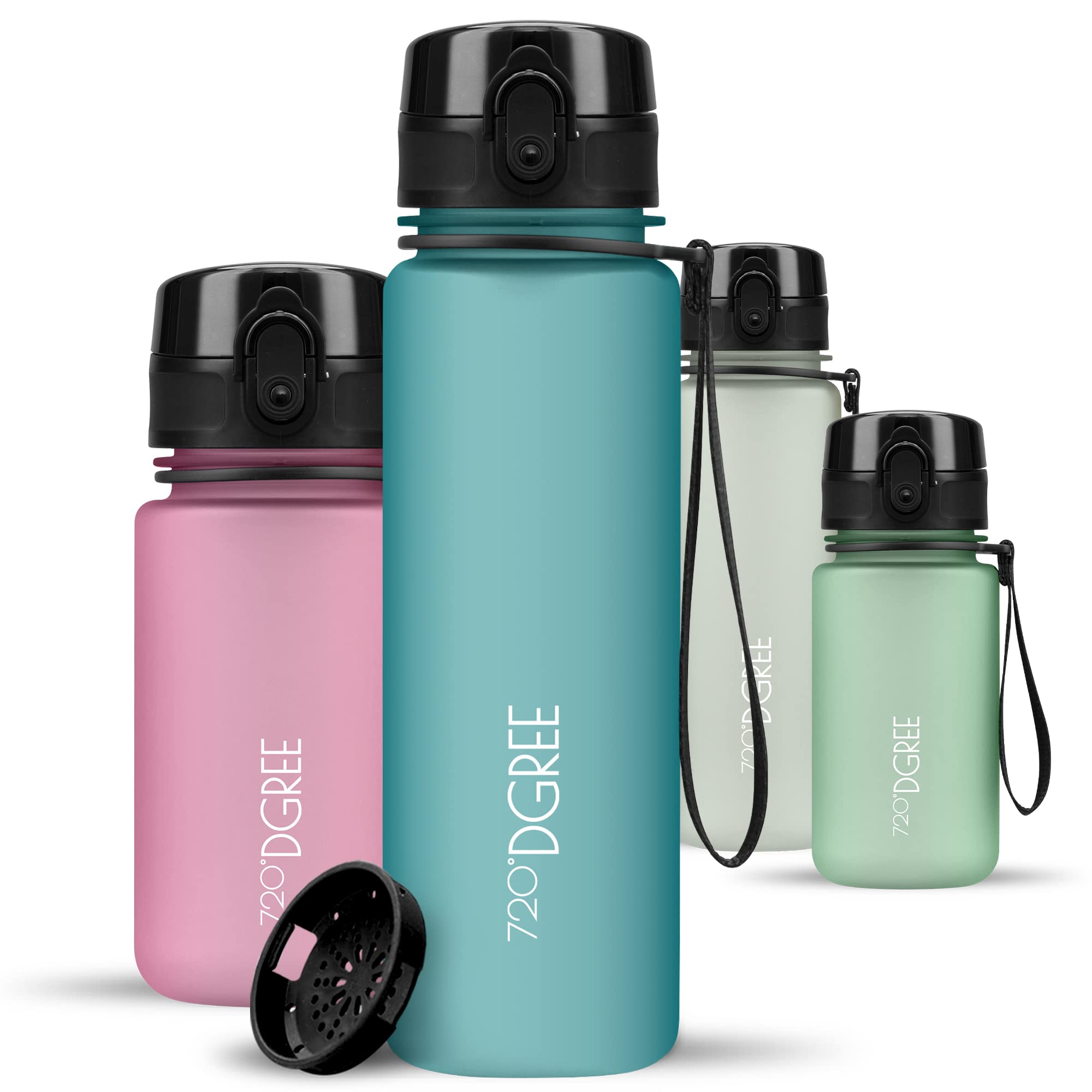 720°DGREE Water Bottle Kids 500ml “uberBottle“ softTouch +Sieve - BPA-Free Tritan, Leakproof, Reusable Drinking Bottle - Waterbottle for Children, School, Playground, Boys, Girls, Handbag, Sport, Bike