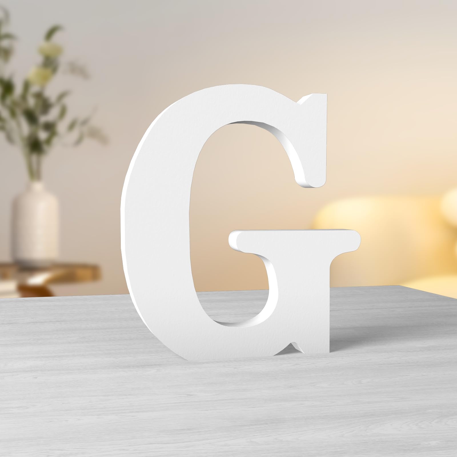 Aruatu White Wood Letters - 6 Inch Unfinished Decorative Slices for Wall Sign & Craft Projects — image 1