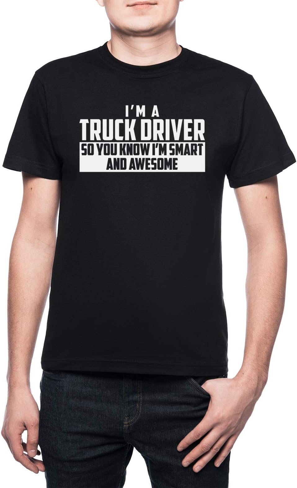 Smart and Awesome Truck Driver - Truck Driver Men's T-Shirt Crew Neck Black Tee Short Sleeves