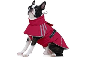 FUAMEY Dog Cold Weather Coats,Dog Winter Jackets for Large Dogs Warm Dogs Coat with Reflective Strips Waterproof Pet Snowsuit Thick Paded Pets Vest for Beagle Corgi Wine Red L