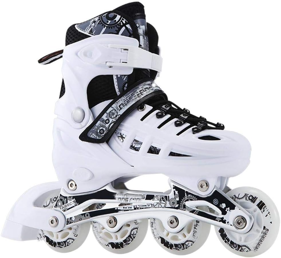 CLEBAO 4 Size Adjustable Inline Skates for Kids and Adults Flash Men and Women Inline Roller Skates Beginners Boys and Girls Roller Blades Pu Mesh