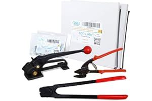 IDL Packaging 1/2" x 400' Steel Banding Strapping Kit, 1100 lbs Break Strength - Premium Heavy-Duty Banding Tool for Pallet Strapping