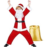PrettyQueen Boys Santa Claus Costume, Children's Santa Costume, Kids Xmas Santa Suit Christmas Outfit for Halloween Cosplay