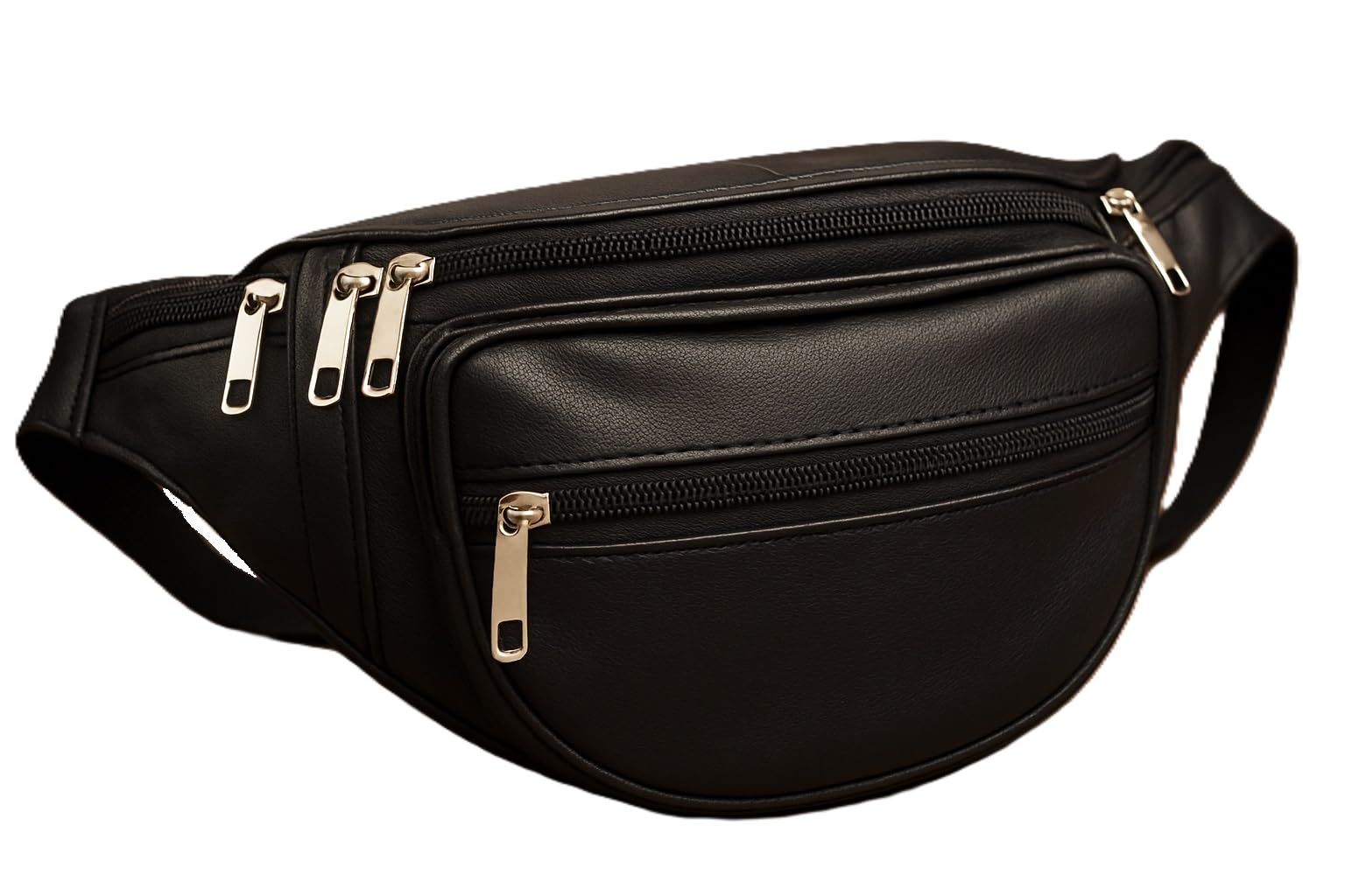 ODS:UK® Real Leather Bum Waist Bag Travel Holiday Money Belt Pouch Black Change BUMBAG (Black - Style 2)