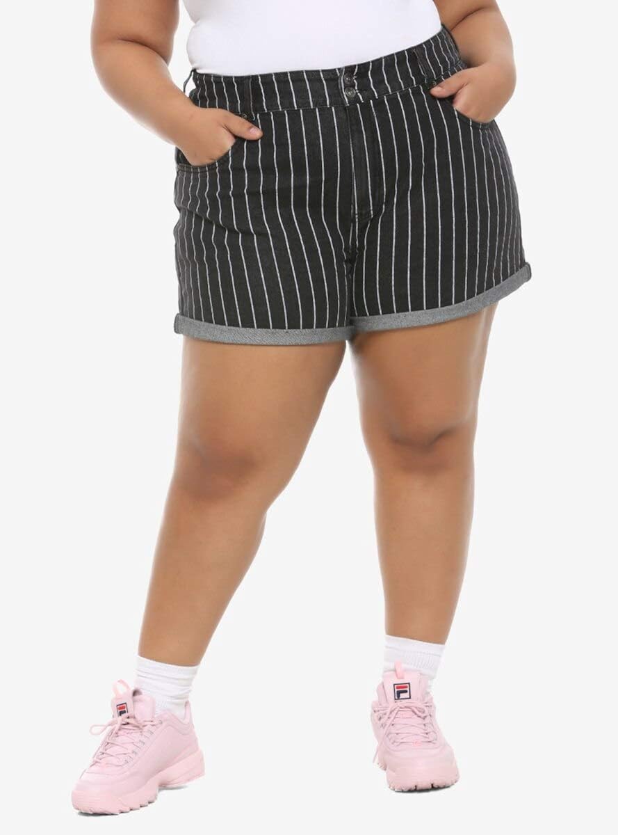 black and white striped shorts denim