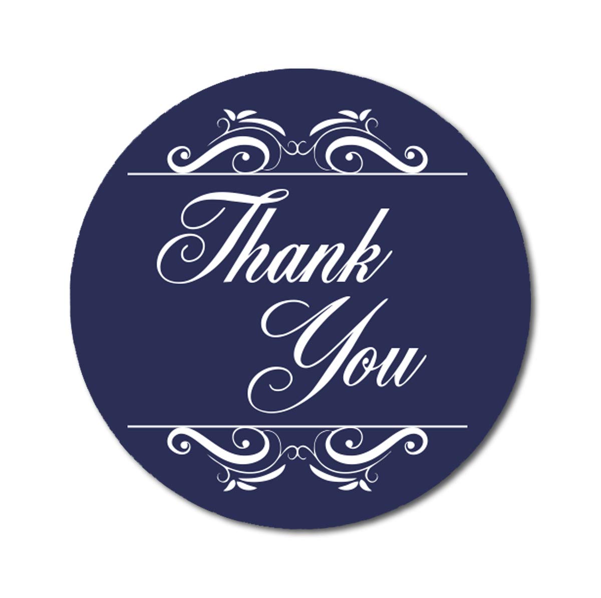 Darling Souvenir Round 1.6 Inches Swirl Border Thank You Navyt Blue Stickers Non Customized Gift-45 Pcs