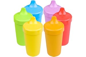 Re-Play Spill-Proof Sippy Cups - Reusable 10 Oz Set of 6, Dishwasher & Microwave Safe, Made in USA, Crayon Box