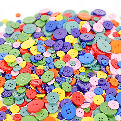 1000-1200 Pieces Assorted Colors and Sizes Resin Buttons,2 and 4 Holes Round Resin Buttons for Arts, Crafts, Sewing and Decoration