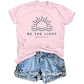 Sulayesh Christian Be The Light Shirts for Women Bible Verse Shirts Jesus Religious Faith Tshirts Inspirational Tees Tops