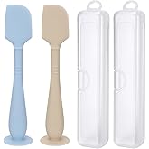 2 Pack Diaper Cream Spatula with Hygienic Travel Case, Butt Spatula Baby with Suction Base, Baby Butt Paste Spatula, Soft Silicone Diaper Rash Cream Applicator Large Size (Blue &amp; Offwhite)