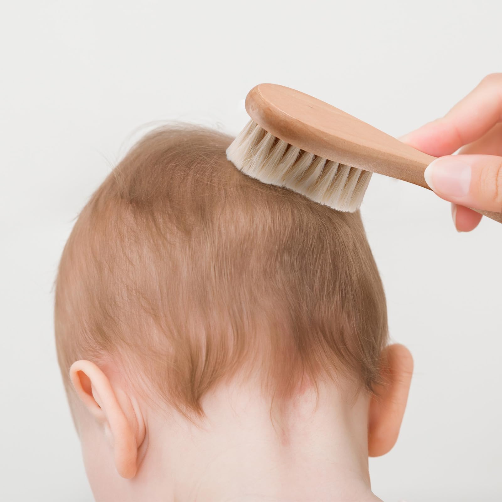 haakaa Wooden Baby Hair Brush for Newborns and Toddlers Baby Brush Natural Soft Wool Bristles Hairbrush, Ideal for Cradle Cap, Perfect Baby Registry Gift with Carry Pouch, 1PC