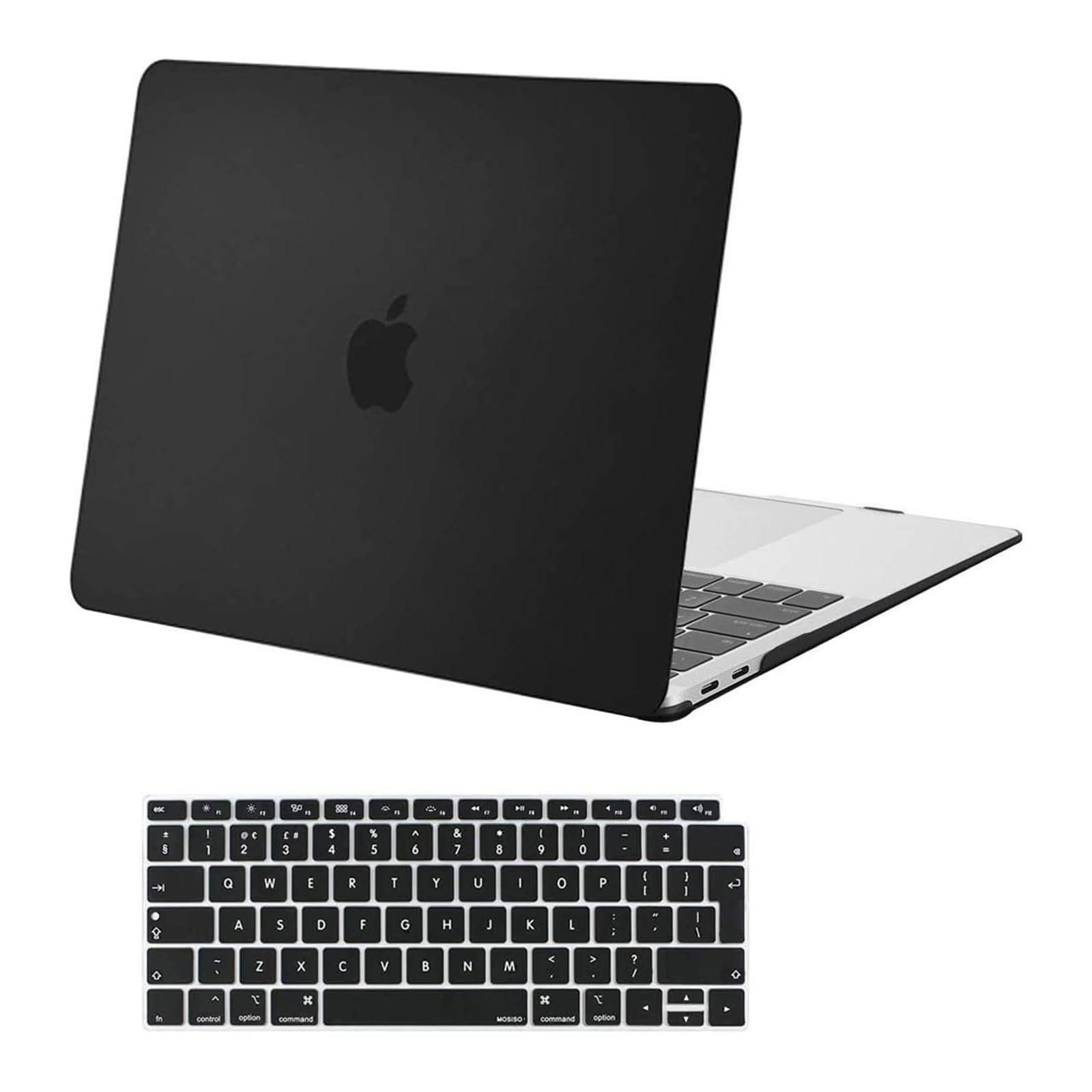 MOSISO Compatible with MacBook Air 13 inch Case M1 2021 2020 2019 2018 A2337 A2179 A1932, Protective Hard Shell Cover for MacBook Air M1 Case 13.3 inch with Keyboard Cover Skin, Black