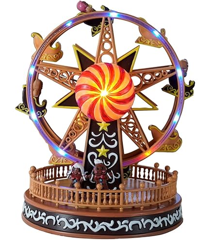 レトロ な クリスマス　飾り holiday carousel Illuminated Christmas Village Decoration Carnival Scene - Animated
