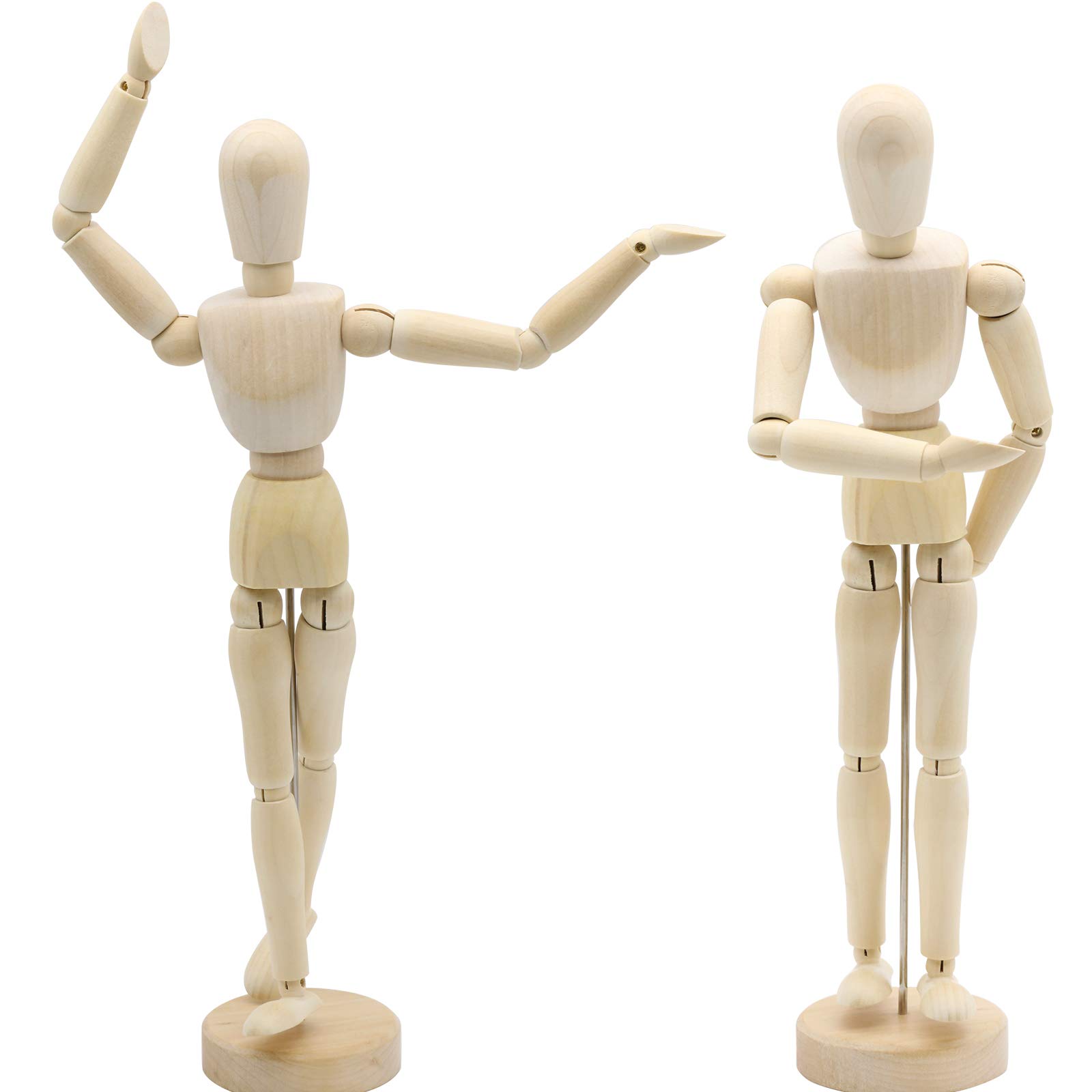 2PCS Wooden Manikin 12 inch/30cm,Drawing Mannequin with Flexible Joints,Wooden Human Artists Mannequin with Stand, Painting and Drawing Aid, Artist Sketch Drawing Model for Art,Home Decoration