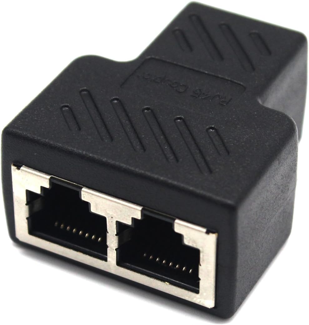 Fiimi RJ45 Splitter Adapter 1 to 2 Dual Female Port CAT 5/CAT 6 LAN