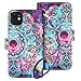HianDier Compatible with iPhone 11 Case 6.1 Inches (2019) with Card Holder 9 Slots Detachable PU Leather Flip Cover Shockproof Magnetic Clasp Lanyard Dual Layer Wallet Cases, Mandala
