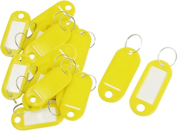 Amazon Myoffice 荷物のidタグ ソフトネームホルダー キーホルダー名札 飾りされたラベル名 バッジ クリップ ホルダー キーホルダー 枚入り イエロー 枚入り 名刺ファイル リフィル 文房具 オフィス用品