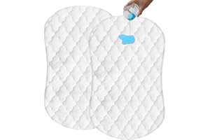 Bamuho Halo Waterproof Bassinet Mattress Protector, 2 Pack Bassinet Mattress Pad Cover Compatible with Halo Bassinest Swivel Sleeper 3.0, Envelope Closure Style - White 31"x18"